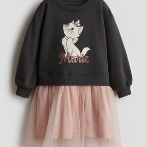 Printed Sweatshirt Dress with Tulle Skirt